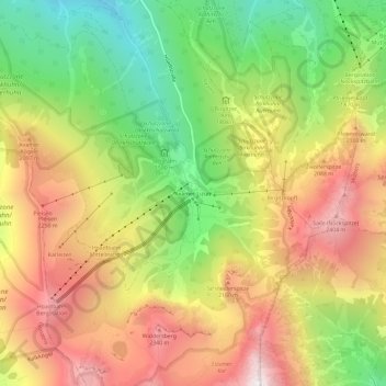 Topografische kaart Axamer Lizum, hoogte, reliëf