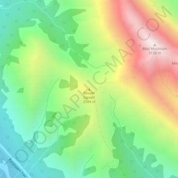 Topografische kaart Mount Lipsett, hoogte, reliëf