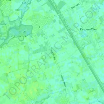 Topografische kaart Hoogstraat, hoogte, reliëf