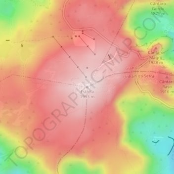 Topografische kaart Estrela, hoogte, reliëf
