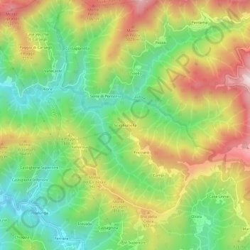 Topografische kaart Scabbiabella, hoogte, reliëf