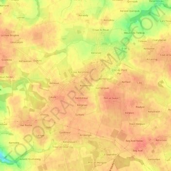 Topografische kaart Keromnes, hoogte, reliëf