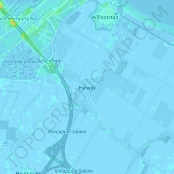 Topografische kaart Helwijk, hoogte, reliëf