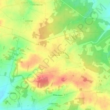 Topografische kaart Chez Renard, hoogte, reliëf