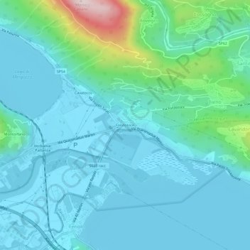 Topografische kaart Fondotoce, hoogte, reliëf