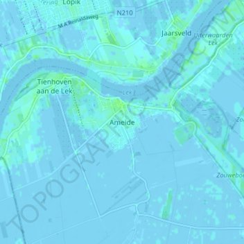 Topografische kaart Ameide, hoogte, reliëf