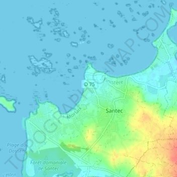 Topografische kaart Théven, hoogte, reliëf