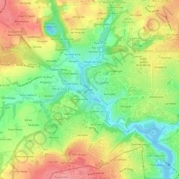Topografische kaart Goyen, hoogte, reliëf