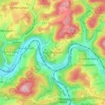 Topografische kaart Buschhausen, hoogte, reliëf