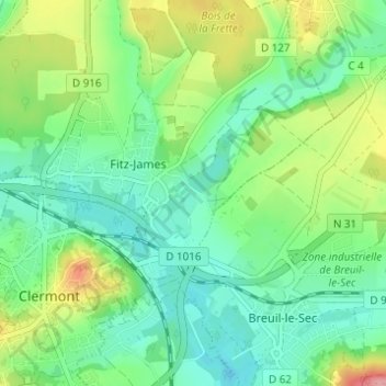 Topografische kaart Bécrel, hoogte, reliëf