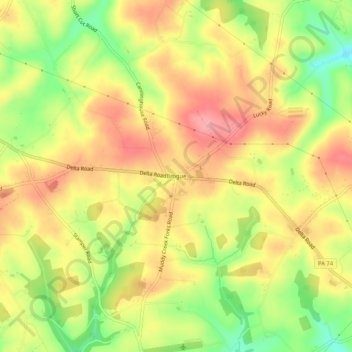 Topografische kaart Brogue, hoogte, reliëf