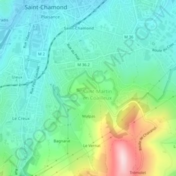 Topografische kaart Le Platre, hoogte, reliëf