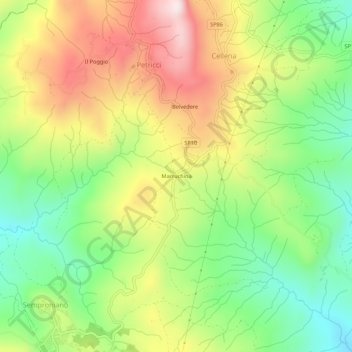 Topografische kaart Marruchina, hoogte, reliëf