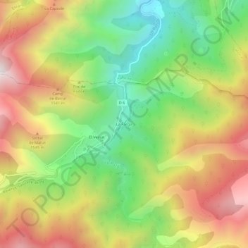 Topografische kaart La Farga, hoogte, reliëf