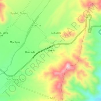 Topografische kaart Rocha, hoogte, reliëf