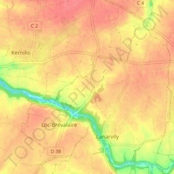 Topografische kaart Mesdoun, hoogte, reliëf
