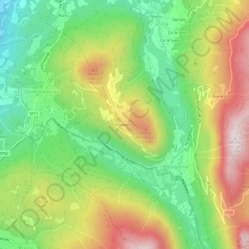 Topografische kaart Mondonico, hoogte, reliëf