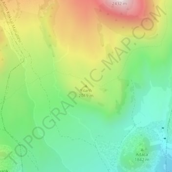 Topografische kaart Yılanlı, hoogte, reliëf