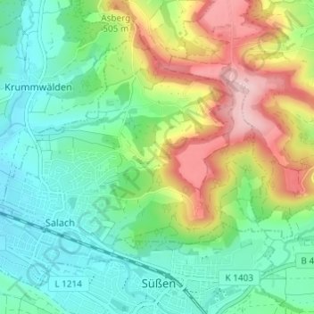Topografische kaart Kapfhof, hoogte, reliëf