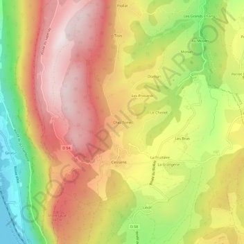 Topografische kaart Chez Toine, hoogte, reliëf