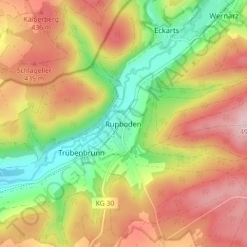 Topografische kaart Rupboden, hoogte, reliëf