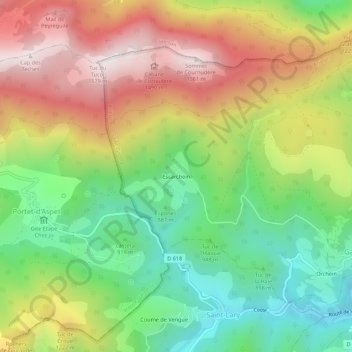 Topografische kaart Escarchein, hoogte, reliëf