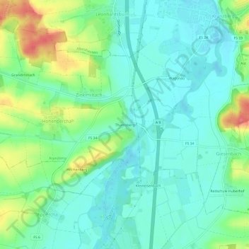 Topografische kaart Thurnsberg, hoogte, reliëf