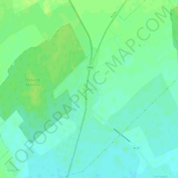 Topografische kaart Spătaru, hoogte, reliëf