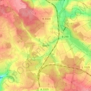 Topografische kaart Buch, hoogte, reliëf