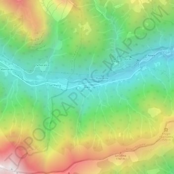 Topografische kaart Prato, hoogte, reliëf