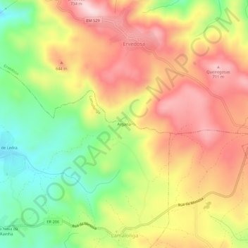 Topografische kaart Argana, hoogte, reliëf