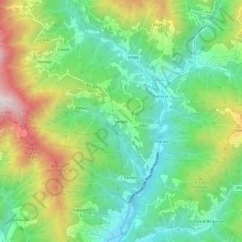 Topografische kaart Levaggi, hoogte, reliëf