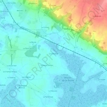 Topografische kaart La Chênelais, hoogte, reliëf