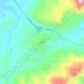 Topografische kaart Sole Ruiu, hoogte, reliëf