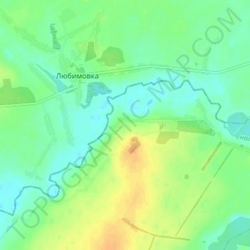 Topografische kaart Tolstyi Lug, hoogte, reliëf