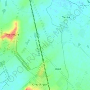 Topografische kaart Horton, hoogte, reliëf