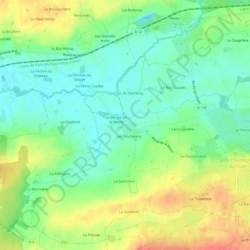 Topografische kaart La Motte, hoogte, reliëf