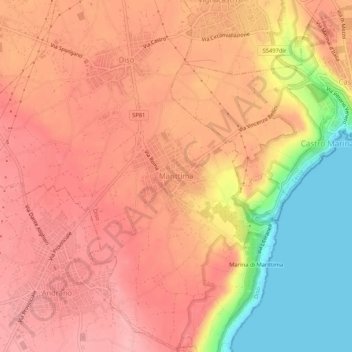 Topografische kaart Marittima, hoogte, reliëf