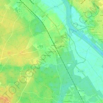 Topografische kaart Lataste Sud, hoogte, reliëf