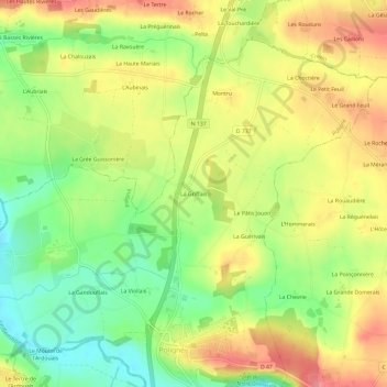 Topografische kaart La Griffais, hoogte, reliëf