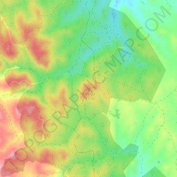 Topografische kaart Adega, hoogte, reliëf