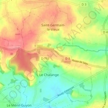 Topografische kaart Les Déserts, hoogte, reliëf