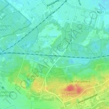 Topografische kaart Soestduinen, hoogte, reliëf