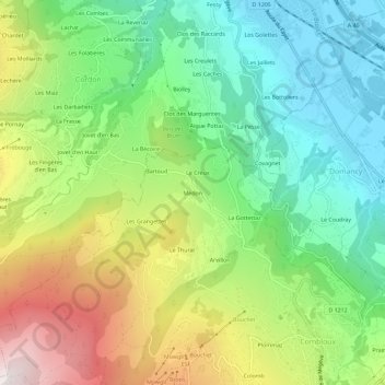 Topografische kaart Médon, hoogte, reliëf