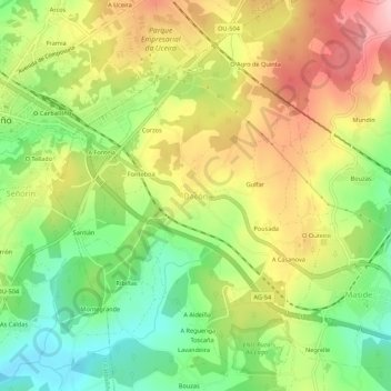 Topografische kaart Dacón, hoogte, reliëf