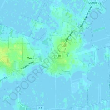 Topografische kaart Osterwanna, hoogte, reliëf