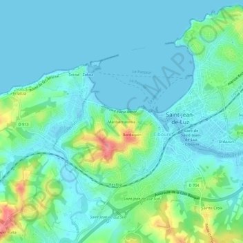 Topografische kaart Maribernatenia, hoogte, reliëf