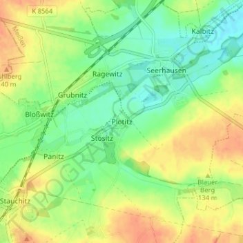 Topografische kaart Plotitz, hoogte, reliëf