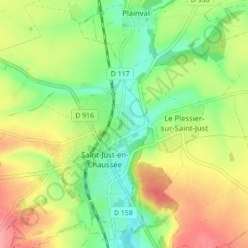 Topografische kaart Le Rossignol, hoogte, reliëf