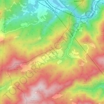 Topografische kaart Borlasca, hoogte, reliëf